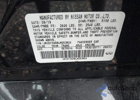 2020 Infiniti Q50 Luxe Awd из США, поврежденный, VIN JN1EV7AR8LM253824